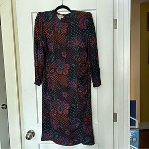 Exquisite 💯 Silk Asymmetrical Ruching Hanae Mori Vintage Designer Dress